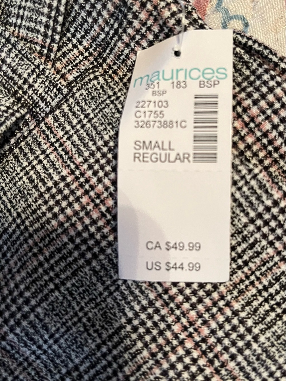 Maurices Black and White Plaid Straight-Leg Trousers - Picture 4 of 4